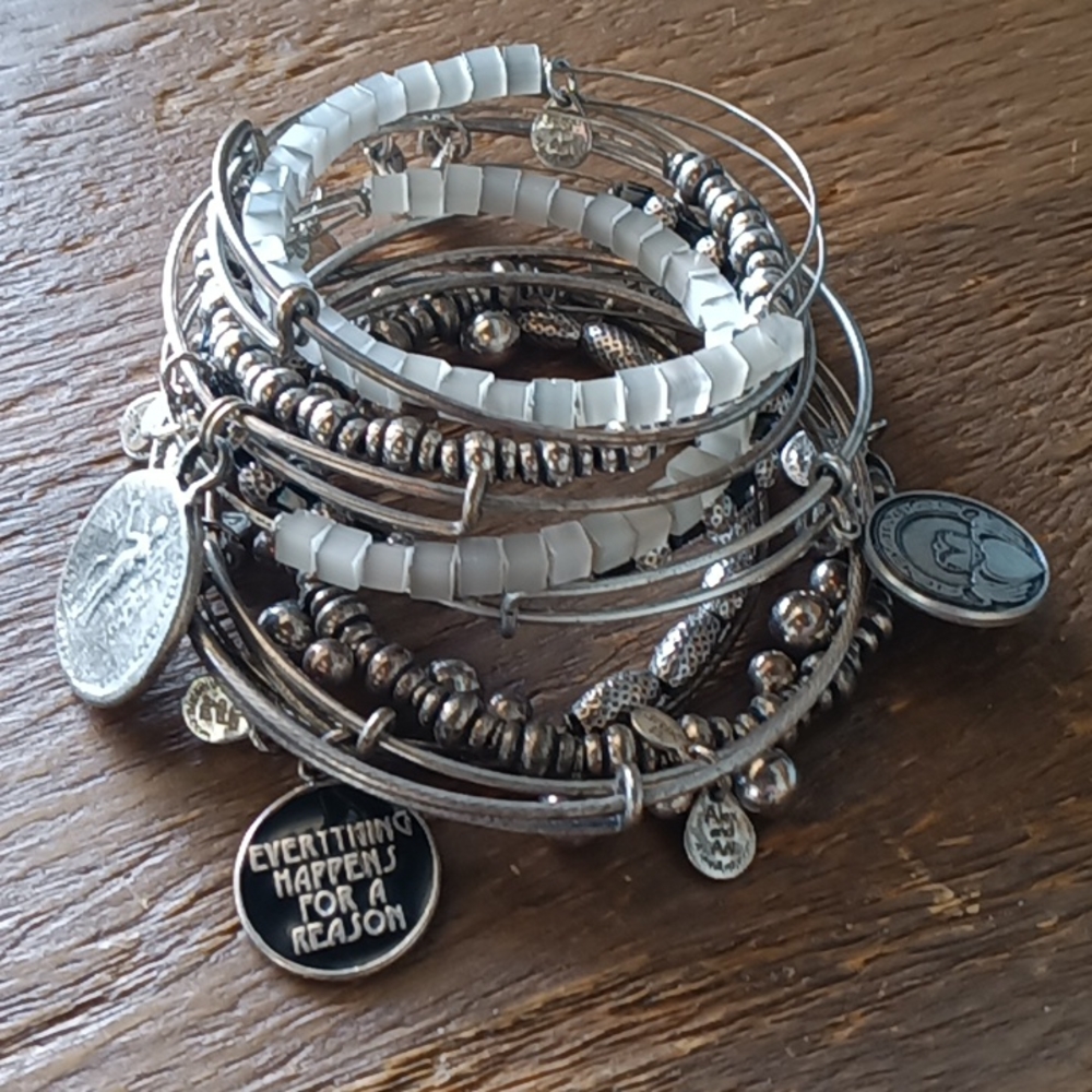 Alex and Ani bracelets 15 total. 14 expandable and 1 wrap.